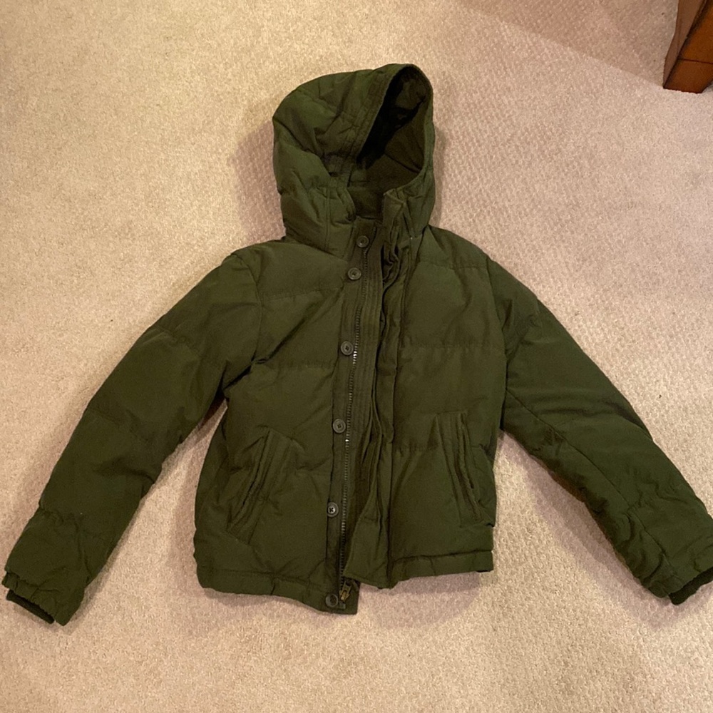 Abercrombie Kempshell jacket, size small, green, hooded